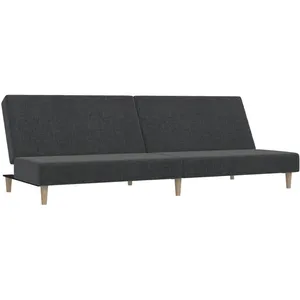 vidaXL Canapé-lit à 2 places gris foncé tissu