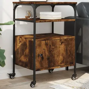 vidaXL Support d'imprimante à 3 niveaux chêne fumé 50x40x76 cm pas cher