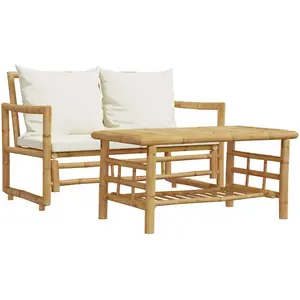 Comparateur de prix : vidaXL Salon de jardin 2 pcs avec coussins bambou