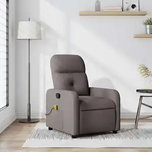 vidaXL Fauteuil de massage inclinable Taupe Tissu pas cher