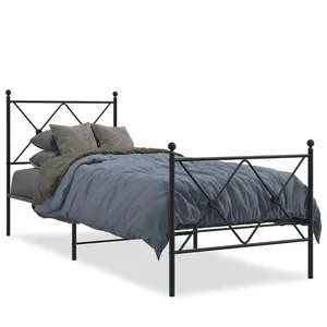 vidaXL Cadre de lit métal avec tête de lit/pied de lit noir 80x200 cm pas cher
