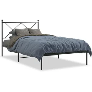 vidaXL Cadre de lit métal avec tête de lit noir 100x200 cm pas cher