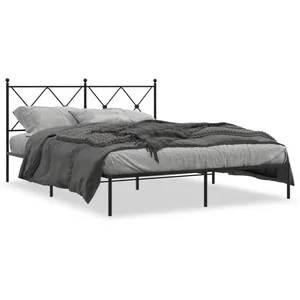 vidaXL Cadre de lit métal avec tête de lit noir 160x200 cm pas cher