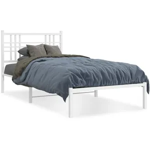 Vidaxl cadre de lit métal sans matelas et tête de lit blanc 100x190 cm pas cher