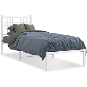 vidaXL Cadre de lit métal avec tête de lit blanc 80x200 cm pas cher