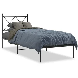 vidaXL Cadre de lit métal sans matelas avec tête de lit noir 75x190 cm pas cher