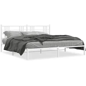 Vidaxl cadre de lit métal sans matelas et tête de lit blanc 183x213 cm pas cher