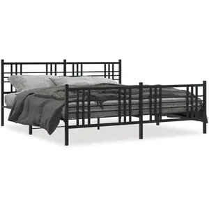 Vidaxl cadre de lit métal sans matelas avec pied de lit noir 193x203cm pas cher