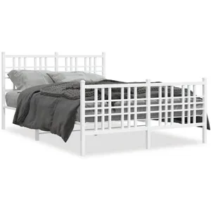 vidaXL Cadre de lit métal avec tête de lit/pied de lit blanc 120x200cm pas cher