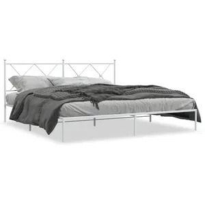 vidaXL Cadre de lit métal avec tête de lit blanc 180x200 cm pas cher