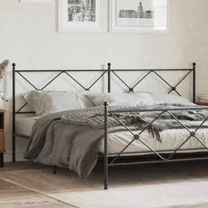 vidaXL Tête de lit métal noir 200 cm pas cher