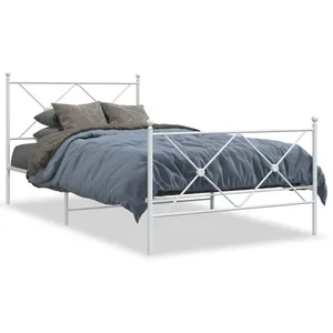 Vidaxl cadre de lit métal sans matelas et pied de lit blanc 107x203 cm pas cher