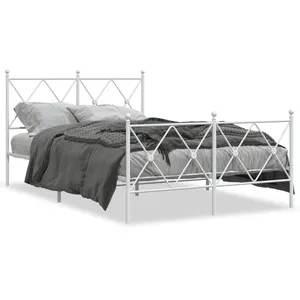 vidaXL Cadre de lit métal avec tête de lit/pied de lit blanc 120x200cm pas cher