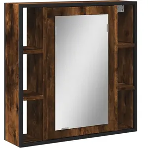 vidaXL Armoire à miroir de salle de bain chêne fumé bois d’ingénierie pas cher