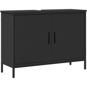 vidaXL Armoire lavabo de salle de bain noir 80x30x60 cm pas cher