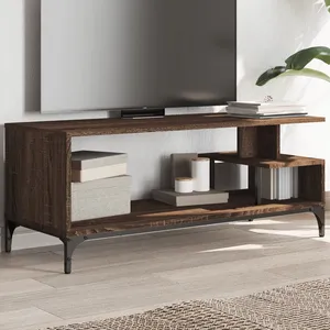 vidaXL Meuble TV bois d'ingénierie et acier enduit de poudre pas cher