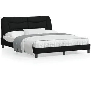 vidaXL Cadre de lit avec tête de lit Noir 160x200 cm Tissu pas cher