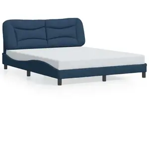 vidaXL Cadre de lit avec tête de lit Bleu 160x200 cm Tissu pas cher