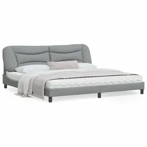 vidaXL Cadre de lit avec tête de lit Gris clair 200x200 cm Tissu pas cher