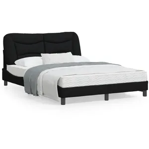 vidaXL Cadre de lit avec tête de lit Noir 120x200 cm Tissu pas cher