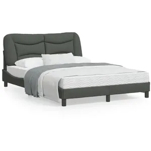 vidaXL Cadre de lit avec tête de lit Gris foncé 140x190 cm Tissu pas cher