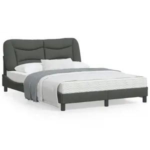 vidaXL Cadre de lit avec tête de lit Gris foncé 140x200 cm Tissu pas cher