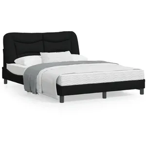 vidaXL Cadre de lit avec tête de lit Noir 140x200 cm Tissu pas cher