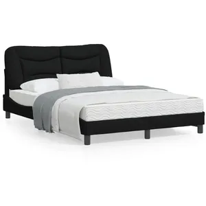 vidaXL Cadre de lit avec tête de lit Noir 140x190 cm Tissu pas cher