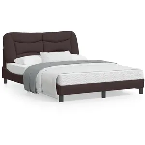 vidaXL Cadre de lit avec tête de lit Marron foncé 140x200 cm Tissu pas cher