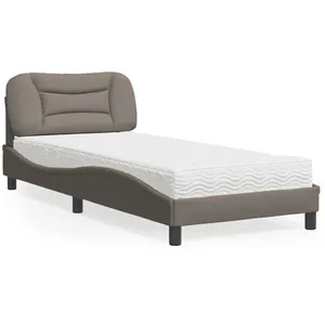 vidaXL Lit avec matelas taupe 90x200 cm tissu pas cher