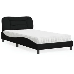 vidaXL Lit avec matelas noir 100x200 cm tissu pas cher