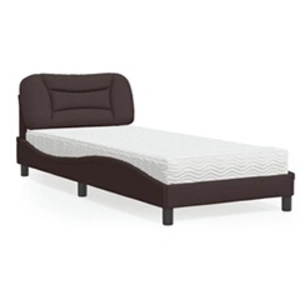 vidaXL Lit avec matelas marron foncé 90x190 cm tissu pas cher