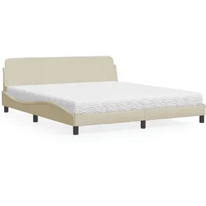 vidaXL Lit avec matelas crème 180x200 cm tissu pas cher