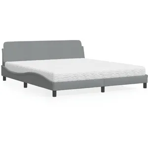vidaXL Lit avec matelas gris clair 180x200 cm tissu pas cher