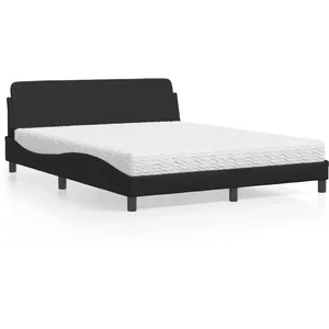 vidaXL Lit avec matelas noir 160x200 cm similicuir pas cher