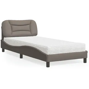 vidaXL Lit avec matelas taupe 80x200 cm tissu pas cher