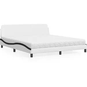 vidaXL Lit avec matelas blanc et noir 180x200 cm similicuir pas cher