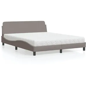vidaXL Lit avec matelas taupe 160x200 cm tissu pas cher