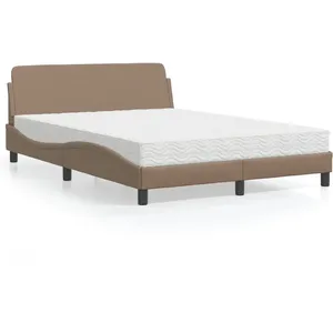 vidaXL Lit avec matelas cappuccino 140x200 cm similicuir pas cher