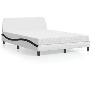 vidaXL Lit avec matelas blanc et noir 140x200 cm similicuir pas cher