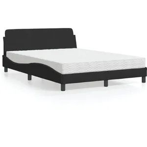 vidaXL Lit avec matelas noir 140x200 cm velours pas cher