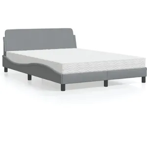 vidaXL Lit avec matelas gris clair 140x200 cm tissu pas cher
