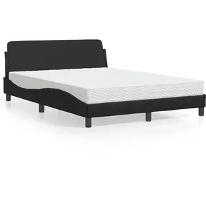 vidaXL Lit avec matelas noir 140x190 cm similicuir pas cher
