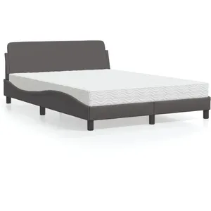 vidaXL Lit avec matelas gris 120x200 cm similicuir pas cher