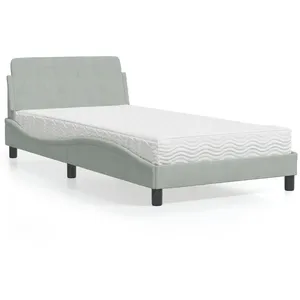 vidaXL Lit avec matelas gris clair 100x200 cm velours pas cher