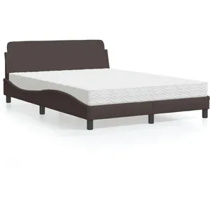 vidaXL Lit avec matelas marron foncé 140x190 cm tissu pas cher