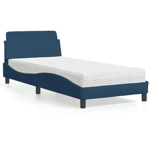 vidaXL Lit avec matelas bleu 90x200 cm tissu pas cher