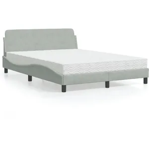 vidaXL Lit avec matelas gris clair 120x200 cm velours pas cher