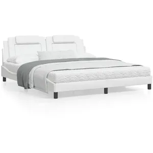 vidaXL Cadre de lit avec tête de lit Blanc 180x200 cm Similicuir pas cher