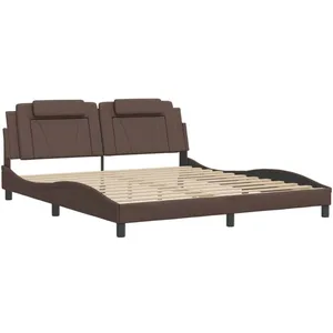 vidaXL Cadre de lit avec tête de lit Marron 180x200 cm Similicuir pas cher